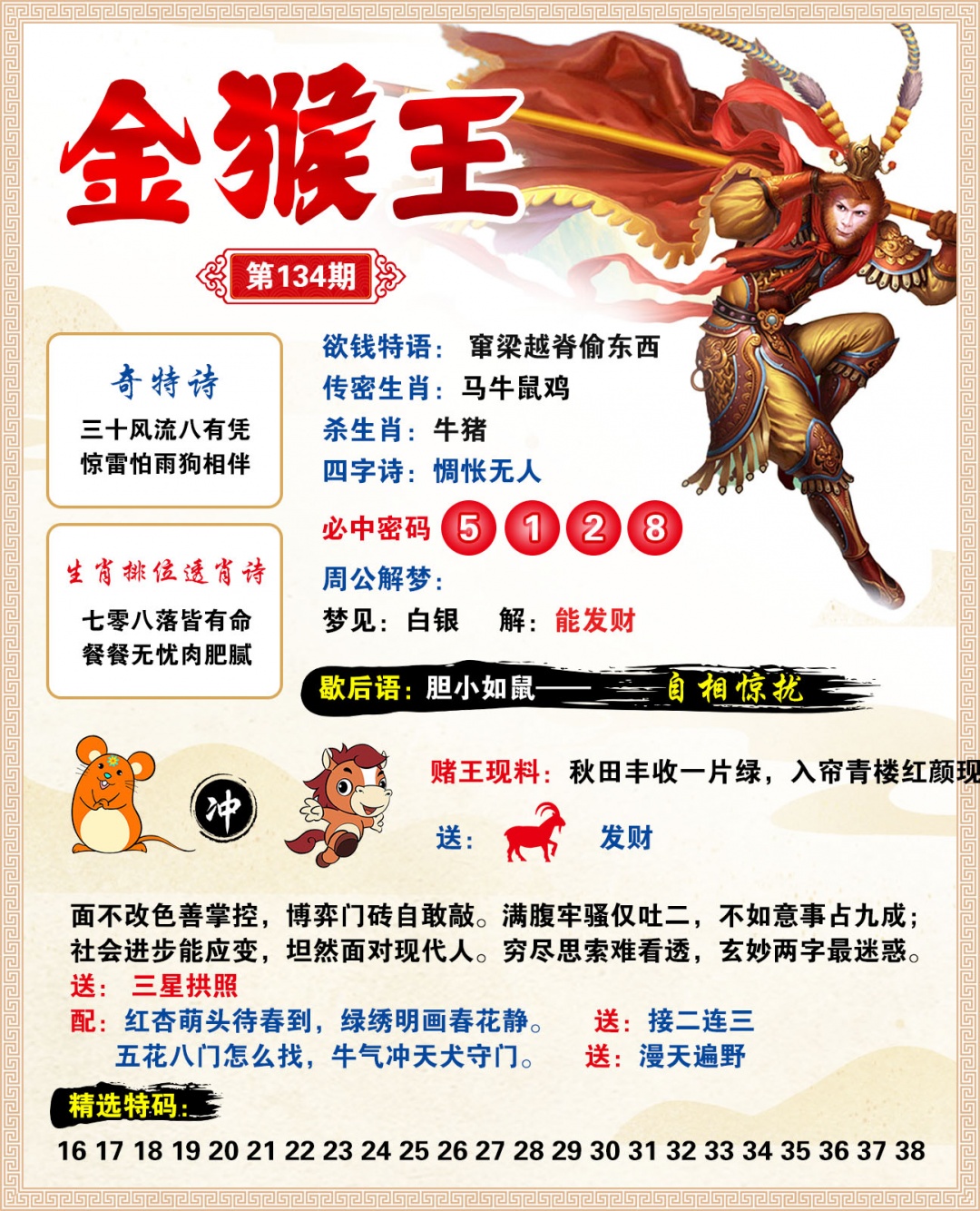 2026134金猴王预测